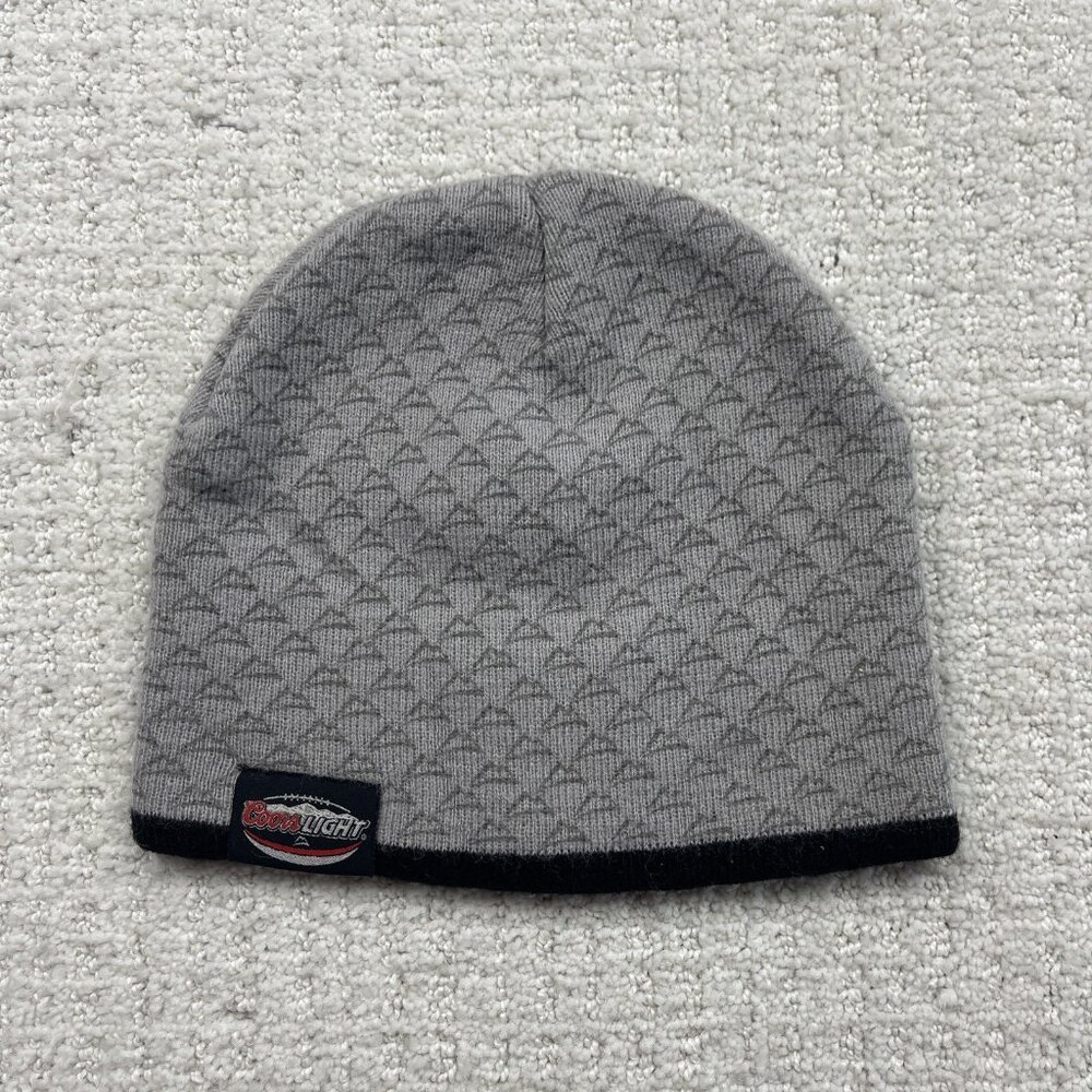 Y2K Coors Light Grey Beanie Skull Cap Hat Skater Grunge Snowboard / Ski OSFA